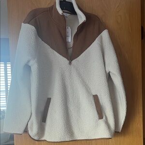 Time and Tru Brown and Cream Cord Fleece Pullover
